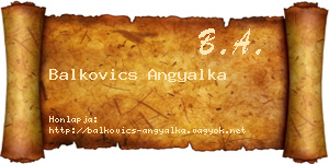 Balkovics Angyalka névjegykártya